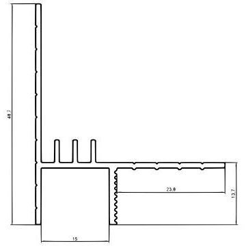 Плинтус потолочный Евротрим (Eurotrim) парящий потолочный алюминиевый анодированный 15х15 мм 2 м золото (7284)