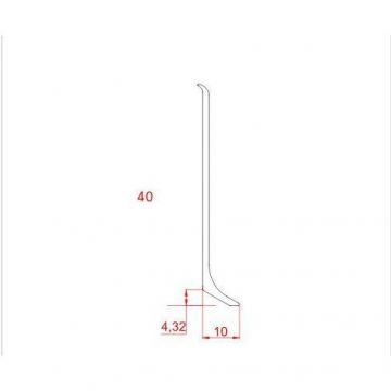 Плинтус напольный Евротрим (Eurotrim) L-40 алюминиевый покраска по палитре RAL 10х40 мм 2.95 м под покраску (7910.)