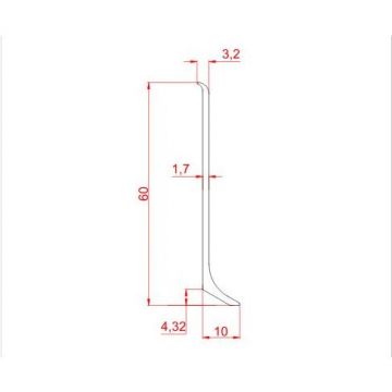 Плинтус напольный Евротрим (Eurotrim) L-60 алюминиевый анодированный 10х60 мм 2.95 м серебристый (2157.01)
