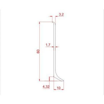Плинтус напольный Евротрим (Eurotrim) L-60 алюминиевый анодированный 10х60 мм 2.95 м золото (2157)