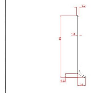 Плинтус напольный Евротрим (Eurotrim) L-80 алюминиевый анодированный 10х80 мм 2.95 м серебристый (2156.01)