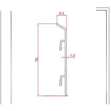 Плинтус напольный Евротрим (Eurotrim) F-70 алюминиевый анодированный 10х70 мм 2.95 м серебристый (2158.01)
