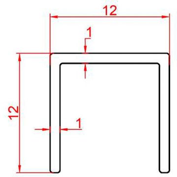 Профиль Евротрим (Eurotrim) П-образный алюминиевый анодированный 12х12 мм 2.95 м серебристый (225.01)