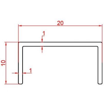 Профиль Евротрим (Eurotrim) П-образный алюминиевый анодированный 10х20 мм 2.95 м черный (224.05)