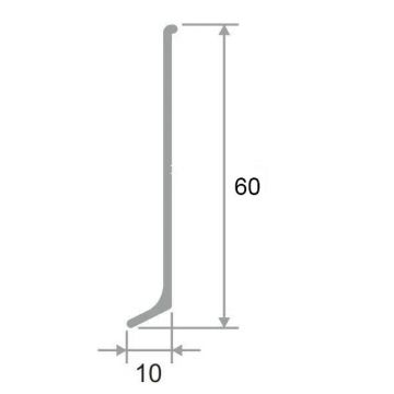 Плинтус напольный Kepler profiles (Кеплер Профайлс) сталь 430 10х60 мм 2.5 м серебристый (LB 60)
