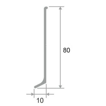 Плинтус напольный Kepler profiles (Кеплер Профайлс) сталь 304 10х80 мм 2.5 м серебристый (LB 80)