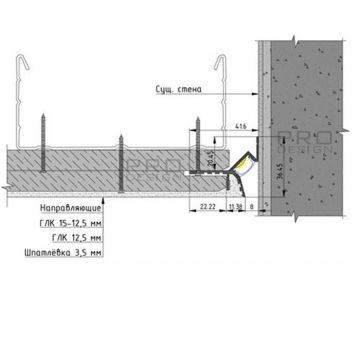 Профиль потолочный теневой Pro Design (Про Дизайн) Gipps 594 2700 мм, Черный, 594B