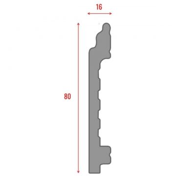 Плинтус напольный Real-Baget (Реал-Багет) гладкий 2400х80х16 мм, P3-131