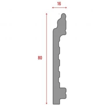Плинтус напольный Real-Baget (Реал-Багет) гладкий 2400х80х16 мм, P3-132