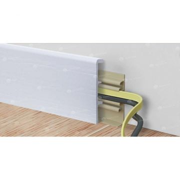 Плинтус напольный Alpine Floor (Альпин Флор) Rico Concept 80 2200х80х20 мм Белый с тиснением (White with embossing), RC 80001