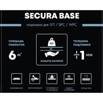 Подложка под SPC Bonkeel (Бонкил) Secura Base 110 кг/м3 6000х1000х1 мм (6 м2)