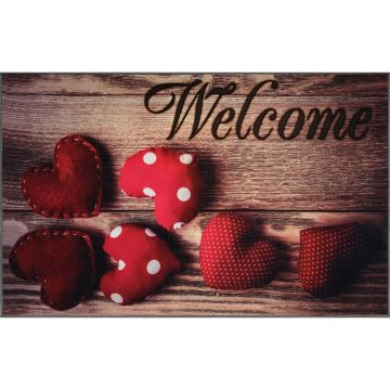 Ковер Soft Touch влаговпитывающий Vortex (Вортекс) Velur Сердца 24243, 0,5х0,8 м