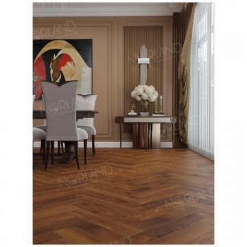 Ламинат Альпин Флор Елка Элегантная Сила (Herringbone Elegant Strong) 12/34 Орех Кипр фаска 4V LF304-19, Alpine Floor