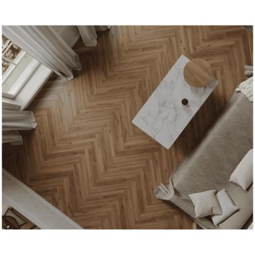 Ламинат Альпин Флор Елка Элегантная Сила (Herringbone Elegant Strong) 12/34 Дуб Велла фаска 4V LF304-37, Alpine Floor
