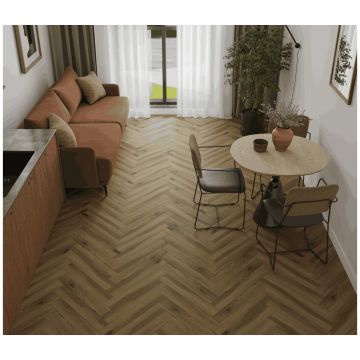 Ламинат Альпин Флор Елка Элегантная Сила (Herringbone Elegant Strong) 12/34 Дуб Лира фаска 4V LF304-40, Alpine Floor