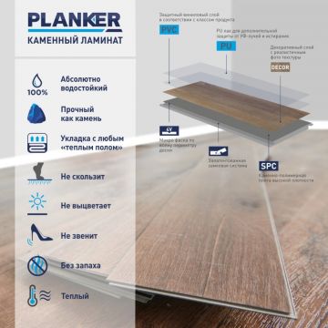 Виниловый SPC ламинат Planker (Планкер) Exceed 4/43 Дуб Эффорт (Oak Effort) , 6002