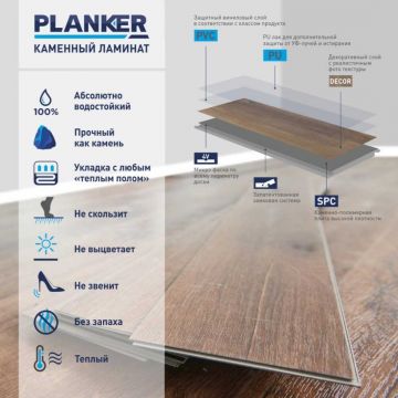 Виниловый SPC ламинат Planker (Планкер) Elegant Line 4/43 Дуб Новел (Oak Novel) , 3002