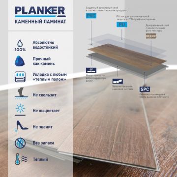 Виниловый SPC ламинат Planker (Планкер) Elegant Line 4/43 Дуб Монумент (Oak Monument) , 3003