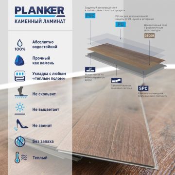 Виниловый SPC ламинат Planker (Планкер) Elegant Line 4/43 Дуб Эффект (Oak Effect) , 3004