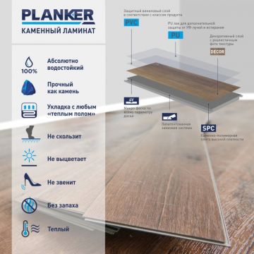 Виниловый SPC ламинат Planker (Планкер) Elegant Line 4/43 Дуб Прогресс (Oak Progress) , 3010