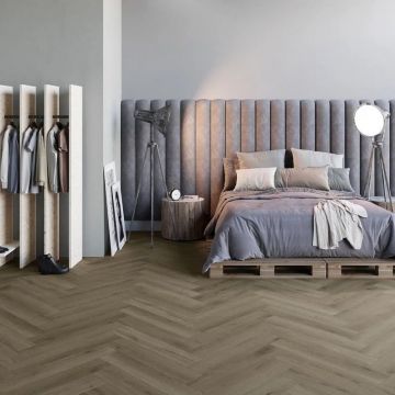 Кварц-виниловая LVT напольная плитка Invictus (Инфвиктус) Maximus Click Herringbone 5/42 River Oak Beaver, 48