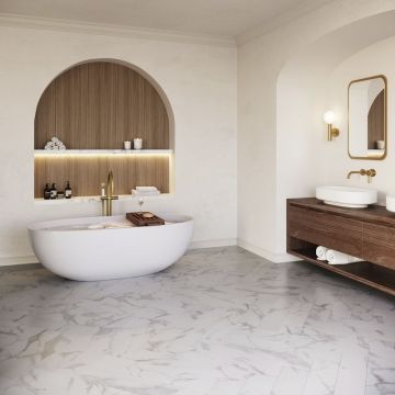 Кварц-виниловая LVT напольная плитка Invictus (Инвиктус) Maximus Dryback Herringbone 2,5/42 Pure Marble Snowflake, 02