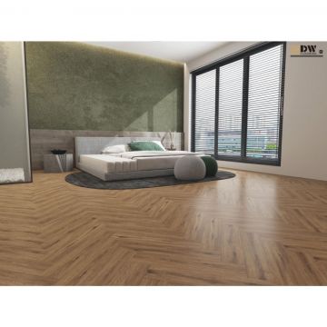 Кварц-виниловый SPC ламинат DW Flooring (ДВ Флуринг) Классическая елка 5/43 Сахара (Sahara), HY-R-003 с интегрированной подложкой