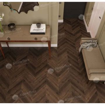 Виниловый SPC ламинат Alpine Floor (Альпин Флор) Chevron Alpine 5/43 Дуб Мокка (Oak Mocca), ЕСО 18-12 MC