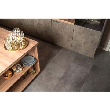 Виниловый пол Vinilam (Винилам) Ceramo Stone Цемент Cтальной 8/34 (Cement steel), 71610 с пробковой подложкой