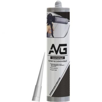 Герметик силиконовый AVG (АВГ) санитарный белый 280 мл