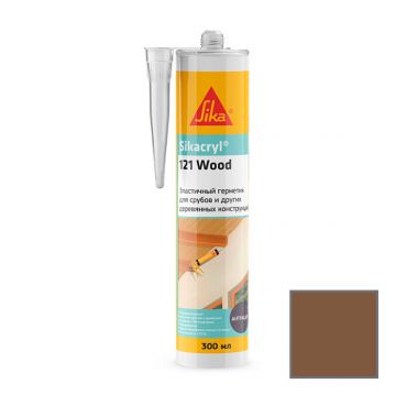 Герметик акриловый Sika (Зика) Sikacryl-121 Wood для деревянных конструкций темно-коричневый 300 мл