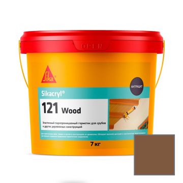 Герметик акриловый Sika (Зика) Sikacryl-121 Wood для деревянных конструкций темно-коричневый 7 кг