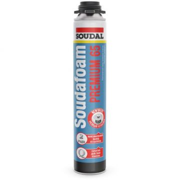 Пена монтажная Soudal (Соудал) Soudafoam Premium 65 пистолетная светло-желтая (выход 65 л) 840 мл