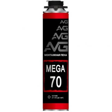 Пена монтажная AVG (АВГ) 70 Mega профессиональная летняя (выход 70 л) 850 мл