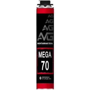 Пена монтажная AVG (АВГ) 70 Mega профессиональная всесезонная (выход 70 л) 850 мл