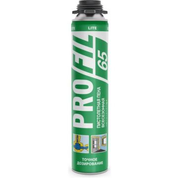 Пена монтажная Profil (Профиль) 65 Lite пистолетная светло-желтая всесезонная (выход 35 л) 625 мл