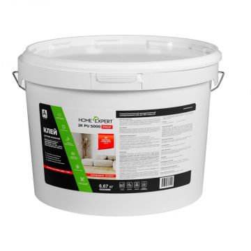 Клей для ПВХ-покрытий, кварцевого паркета и кварцевого ламината Home Expert (Хоум Эксперт) полиуретановый двухкомпонентный 5000 Prof 2K PU (А+В) 6,67 кг 20676