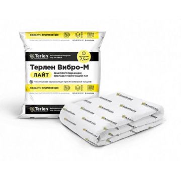 Мат звукоизоляционный Acoustic Plus (Акустик Плюс) Терлен Вибро-М Лайт 5000х1500х10 мм 1 шт. (7,5 м2), арт 2869