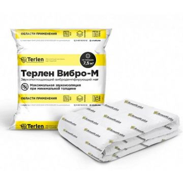 Мат звукоизоляционный Acoustic Plus (Акустик Плюс) Терлен Вибро-М 5000х1500х14 мм 1 шт. (7,5 м2), арт 393