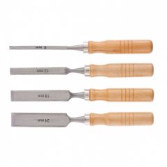 Набор стамесок Sparta (Спарта) плоские, 6-12-18-24 мм, деревянные рукоятки (243965) 4 шт