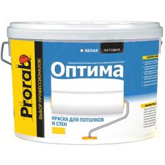 Краска интерьерная Prorab Optima Оптима для стен и потолков база А 14 кг