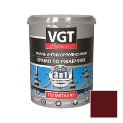 Эмаль VGT Premium антикоррозионная по ржавчине 3 в 1 бордовая 10 кг