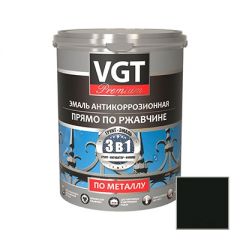 Эмаль VGT Premium антикоррозионная по ржавчине 3 в 1 черная 1 кг