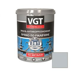 Эмаль VGT Premium антикоррозионная по ржавчине 3 в 1 серая 10 кг