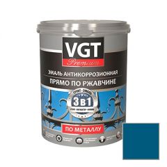 Эмаль VGT Premium антикоррозионная по ржавчине 3 в 1 синяя 10 кг