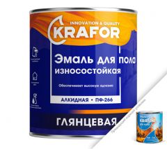 Эмаль акриловая Krafor для пола износостойкая ПФ-266 Красно-коричневая 0,9 кг