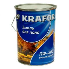 Эмаль акриловая Krafor для пола износостойкая ПФ-266 Желто-коричневая 2,7 кг