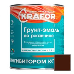 Грунт-эмаль Krafor по металлу 3 в 1 Красно-коричневая 1 кг