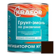 Грунт-эмаль Krafor по металлу 3 в 1 Шоколадная 1,9 кг