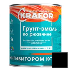 Грунт-эмаль Krafor по металлу 3 в 1 Черная 5,5 кг